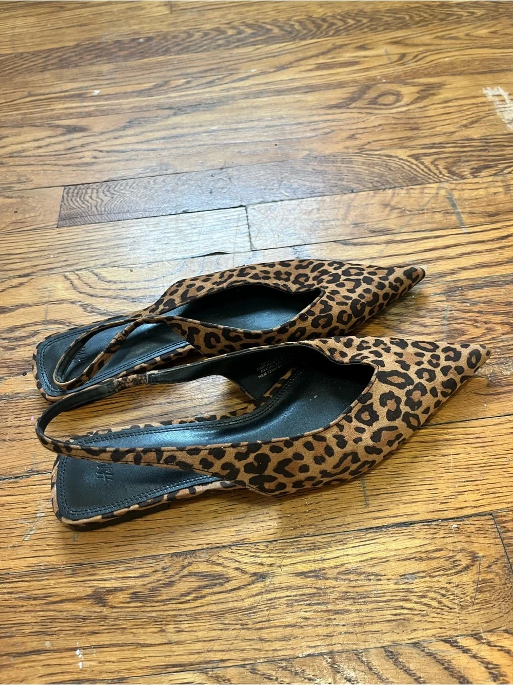 H&M Leopard Print Pointed Slingback Flats - Brown/Black